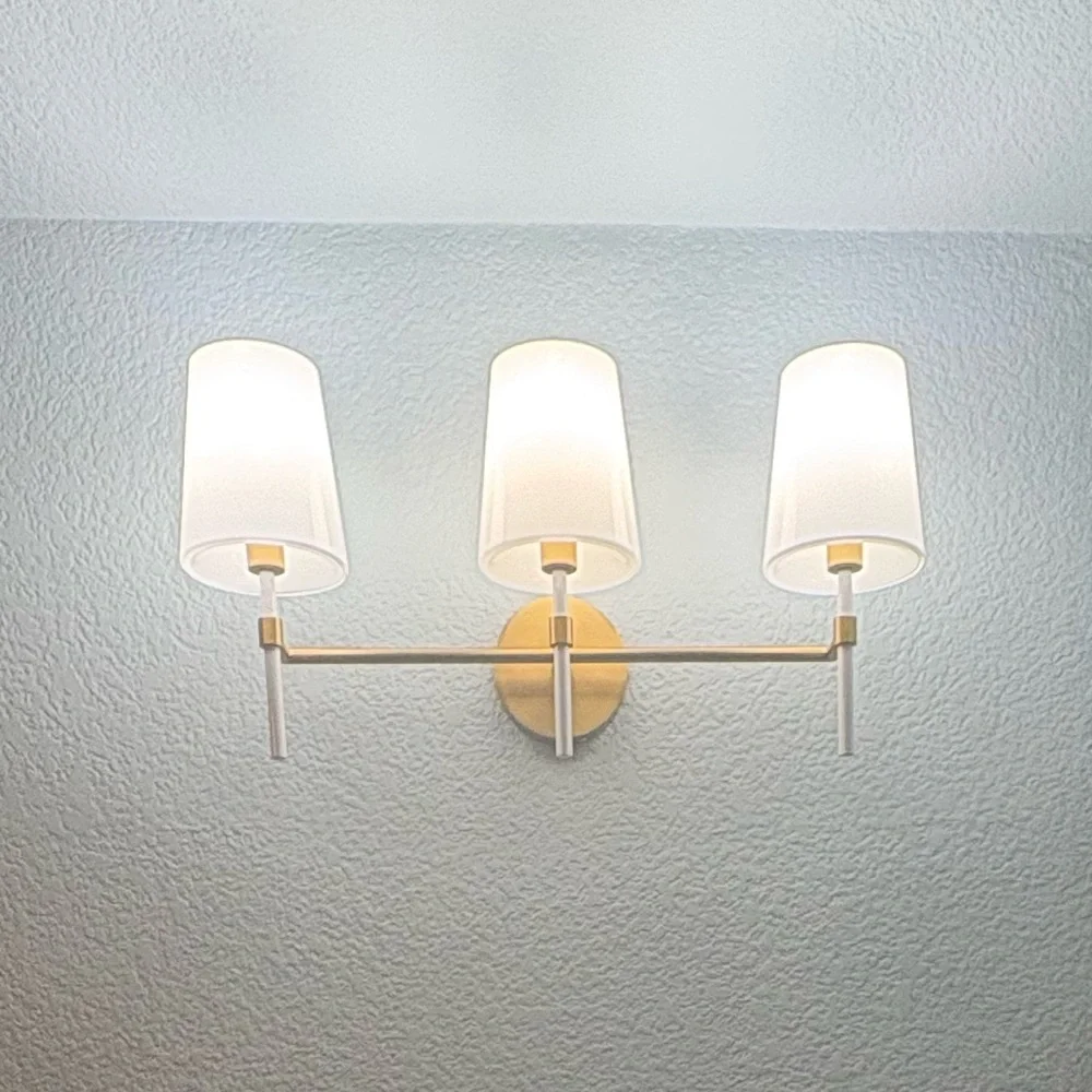 KATE SPADE NEW YORK Monroe 3-Light Milk Glass & Brass Bathroom Sconce